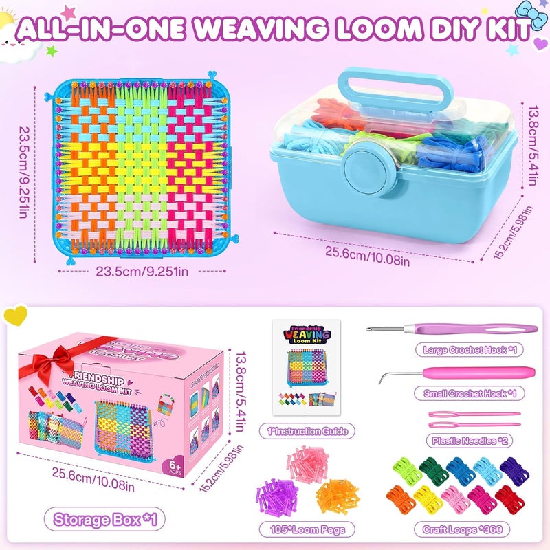 DoubleCare 478 Pcs Weaving Loom Kit with Portable Case, Perfect for Making Handbags, Potholder Maker, Bracelet for DIY Crafters & Makers, Complete Craft Kit with Hooks, Gift for Christmas, Birthday,Blue - Image 2